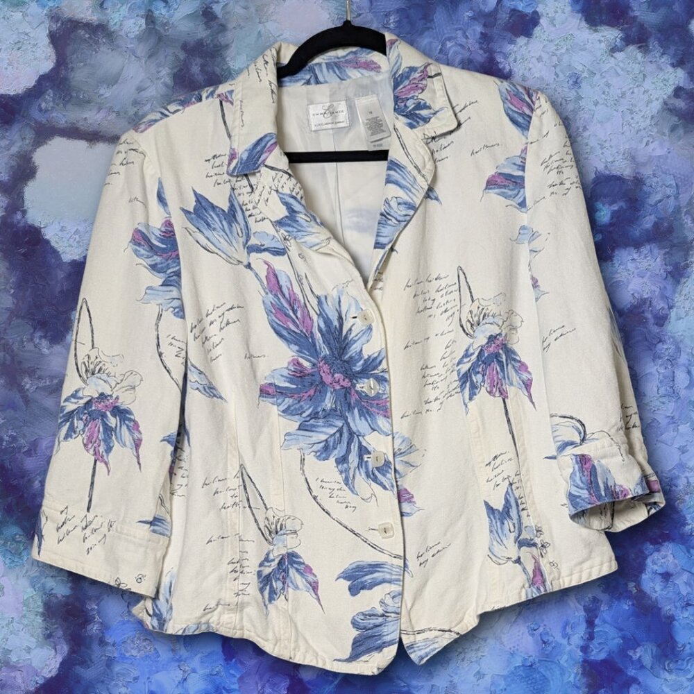 Emma James by Liz Claiborne Floral Linen Jacket, size 16